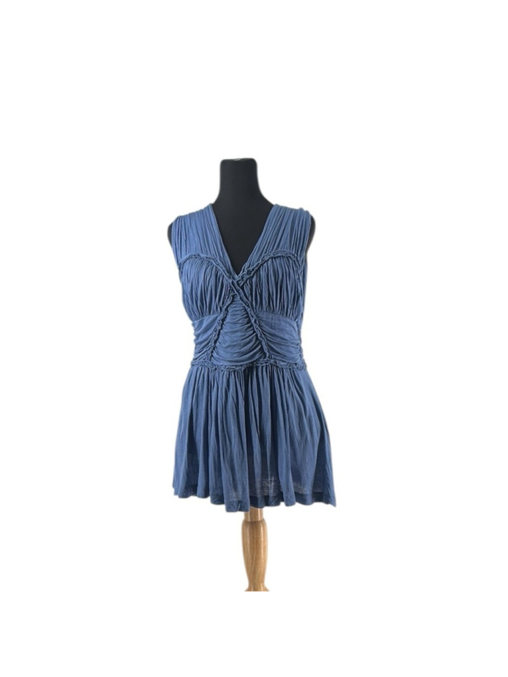 French Connection y2k top flowy cinched babydoll raw edges sz m